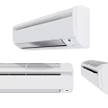 White Wall Mounted Air Conditioner Fan With Modern Design And Multiple Angles 3d model