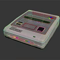 Vintage Electronic Gaming System With White Gray Body Slot Black Buttons And Colorful Logo