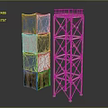 Modern Multi Colored Cube Stacked Shelves And Metal Frame Tiered Rack Furniture