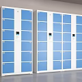 Blue And White Multiple Compartment Lockers With Electronic Locks For Public Storage 3d model