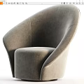 Elegant Modern Beige Fabric Accent Chair With Curved Backrest Armrest For Living Room Interior