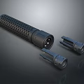 Black Tactical Weapon Flashlight With Honeycomb Grip And Detachable Parts