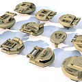 3D Model Mechanical Parts With Multiple Different Shapes And Beige Color 3d model