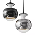 Modern Black And Silver Spherical Pendant Lights With Reflective Surface And Glass Globe 3d model