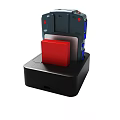 Modern Electronic Device With Green Circular Panel Red Buttons Blue Element And Black Base 3d model