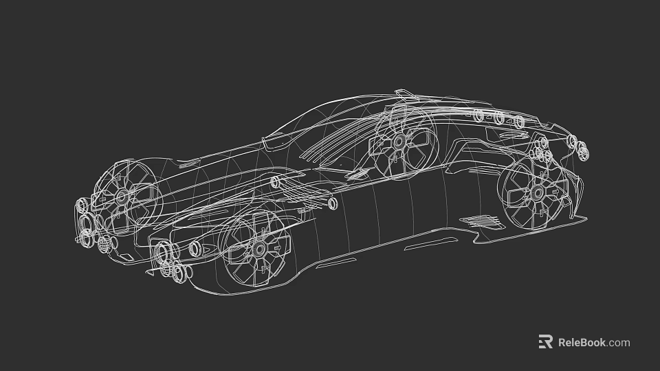Modern Sports Car Wireframe Design With Sleek Outline And Detailed Illustration 3d model 