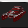 Red Catamaran Yacht With Modern Design And White Accent Features