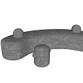 Modern Gray Fabric Upholstered Curved Sofa Bench With Small Round Ottoman