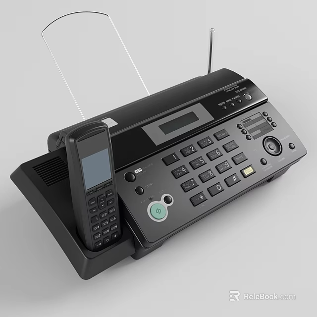 Modern Black Multifunction Household Appliance With Display Screen Keypad And Handset 3d model 