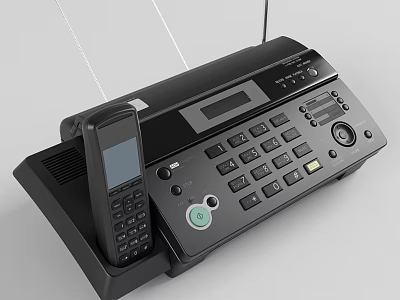 Modern Black Multifunction Household Appliance With Display Screen Keypad And Handset 3d model