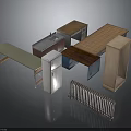 Various Furniture Pieces Including Tables Cabinets And Mixed Material Designs