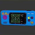 Blue Retro Handheld Game Console With Pac Man Game Screen And Classic Design 3d model