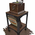 Vintage Wooden Phonograph Classic Electrical Appliance With Horn Speaker And Stand Design