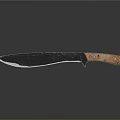 Sharp Tactical Knife With Black Blade Brown Handle And Metal Rivets