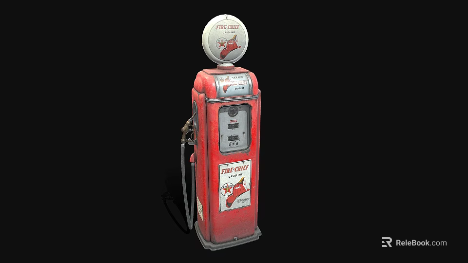 Vintage Red Texaco Gas Pump With Globe Top And Retro Design Features 3d model 