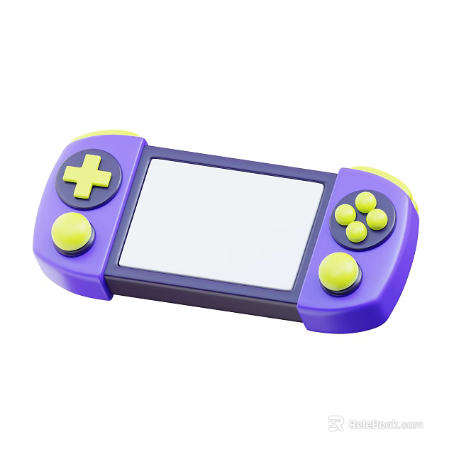 Smart Game Controller Device Featuring Purple Yellow Design Screen And Buttons 3d model 