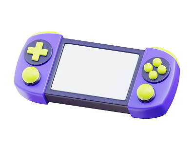 Smart Game Controller Device Featuring Purple Yellow Design Screen And Buttons 3d model