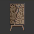 Modern Wooden Cabinet with Tree Pattern Cutout Design and Sturdy Wooden Legs