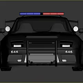 Modern Black Police Car With Flashing Lights Rear Spoiler And POLICE Logo Design