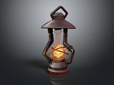Vintage Design Candle Lantern With Metal Frame Glass Shade And Warm Flame 3d model