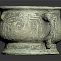 Ancient Bronze Vessel With Double Handles And Intricate Traditional Patterns 3d model