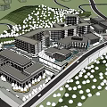 Modern Multi story Building Complex With Greenery Trees Lawn And White Exterior Layout