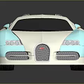 Bugatti Sports Car With Blue And Silver Glossy Finish And Sleek Aerodynamic Design