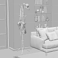 Modern Metal Coat Rack in Living Room Corner with Hanging Umbrella and Bag