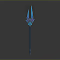 Blue Glowing Trident With Three Prongs Decorative Top And Long Handle