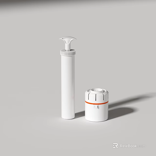 White Plastic Containers With Pump Dispenser And Small Orange Ring Design 3d model