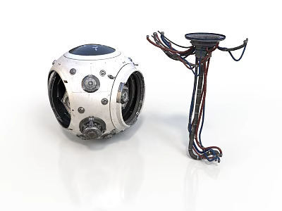 Mechanical Spherical Module And Cable Equipped Structure With Metallic Components 3d model