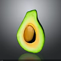 Halved Avocado With Green Skin Yellow Flesh And Central Seed On Dark Background