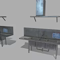 Stainless Steel Commercial Kitchen Equipment for Food Preparation with Sink Counter and Range Hood