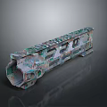 3D Rendered Tactical Weapon Part Featuring Camouflage Pattern And Metallic Structure