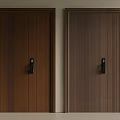Two Dark Brown Wooden Security Doors With Black Locks And Simple Design 3d model