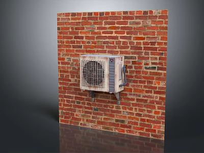 Durable Air Conditioner Fan Mounted on Classic Red Brick Wall Exterior 3d model