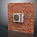 Durable Air Conditioner Fan Mounted on Classic Red Brick Wall Exterior