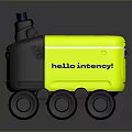 Yellow And Black Emergency Robot With Hello Emergency Label And Wheels 3d model