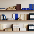 Various Colored Books and Magazines on Shelves with Different Styles and Scrolls