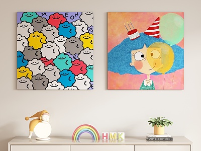 Children's Cartoon Decorative Painting Hanging Painting 3d model