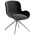 Beige Upholstered Office Chair With Modern Curved Backrest And Sturdy Metal Star Base