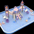 Outdoor Water Playground with Colorful Slides and Kids Recreational Activity Areas