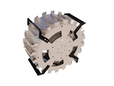 Industrial Metal Fan Impeller With Blades And Black Mounting Brackets 3d model
