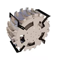 Industrial Metal Fan Impeller With Blades And Black Mounting Brackets