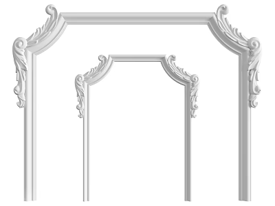 Elegant White Carved Decorative Door Frame Components With Ornate Details 3d model