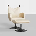 Beige Upholstered Leisure Chair With Ottoman And Black Base In Modern Design