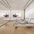 Bright Spacious Yoga Studio With Mats Blocks Balls And Cabinets