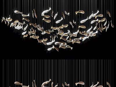 Modern Gold Metal Fish Shaped Chandelier For Interior Decoration Hanging Design 3d model