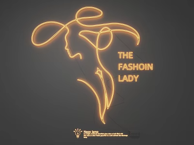 Neon Light Fixture Combination With Fashion Lady Silhouette And Illuminated Decorative Design 3d model