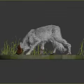 Gray White Dog With Brown Head Character Sniffing Ground Grass Small Puddle Paper Game Movie